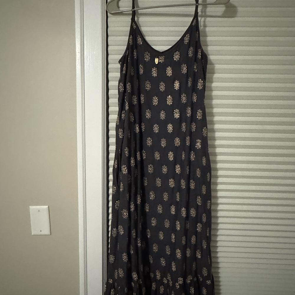 Black and Gold Ruby Yaya Long Dress with pockets